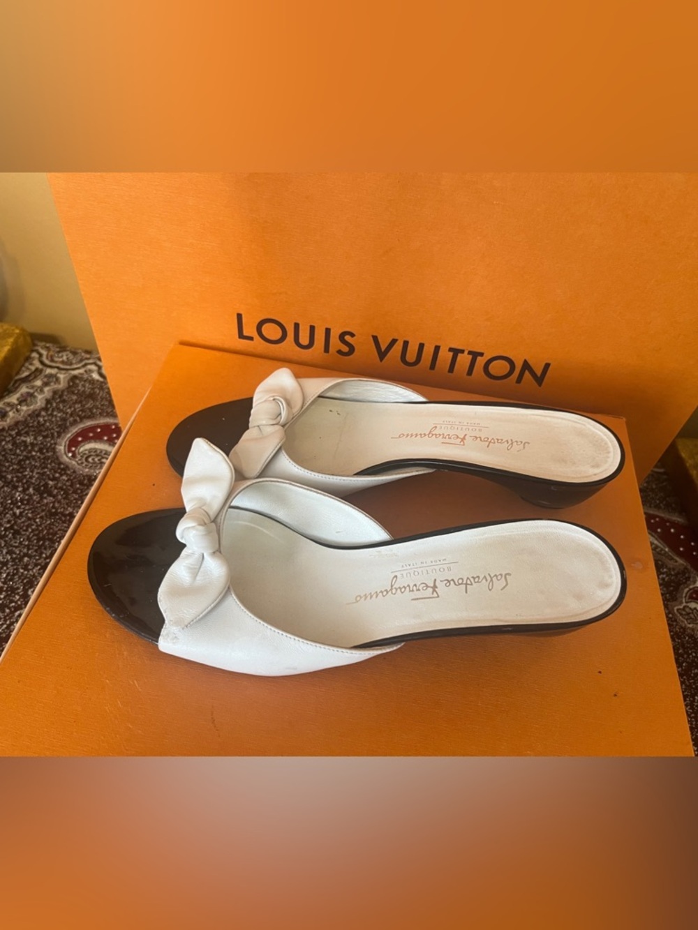 Vintage Salvatore Ferragamo White Sandals Size 8